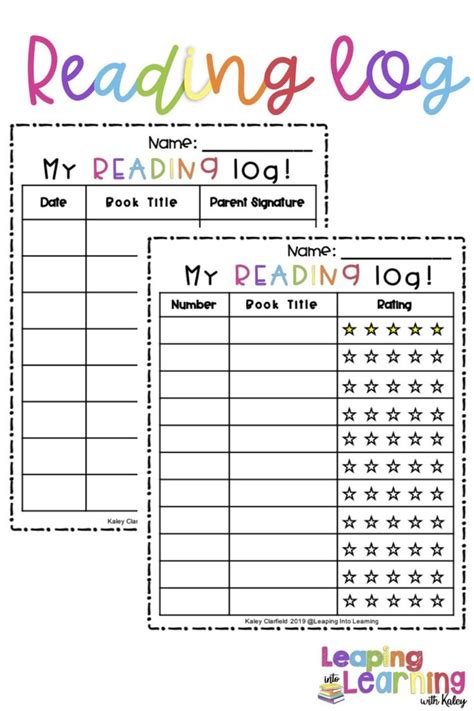 Printable Reading Log For Kindergarten